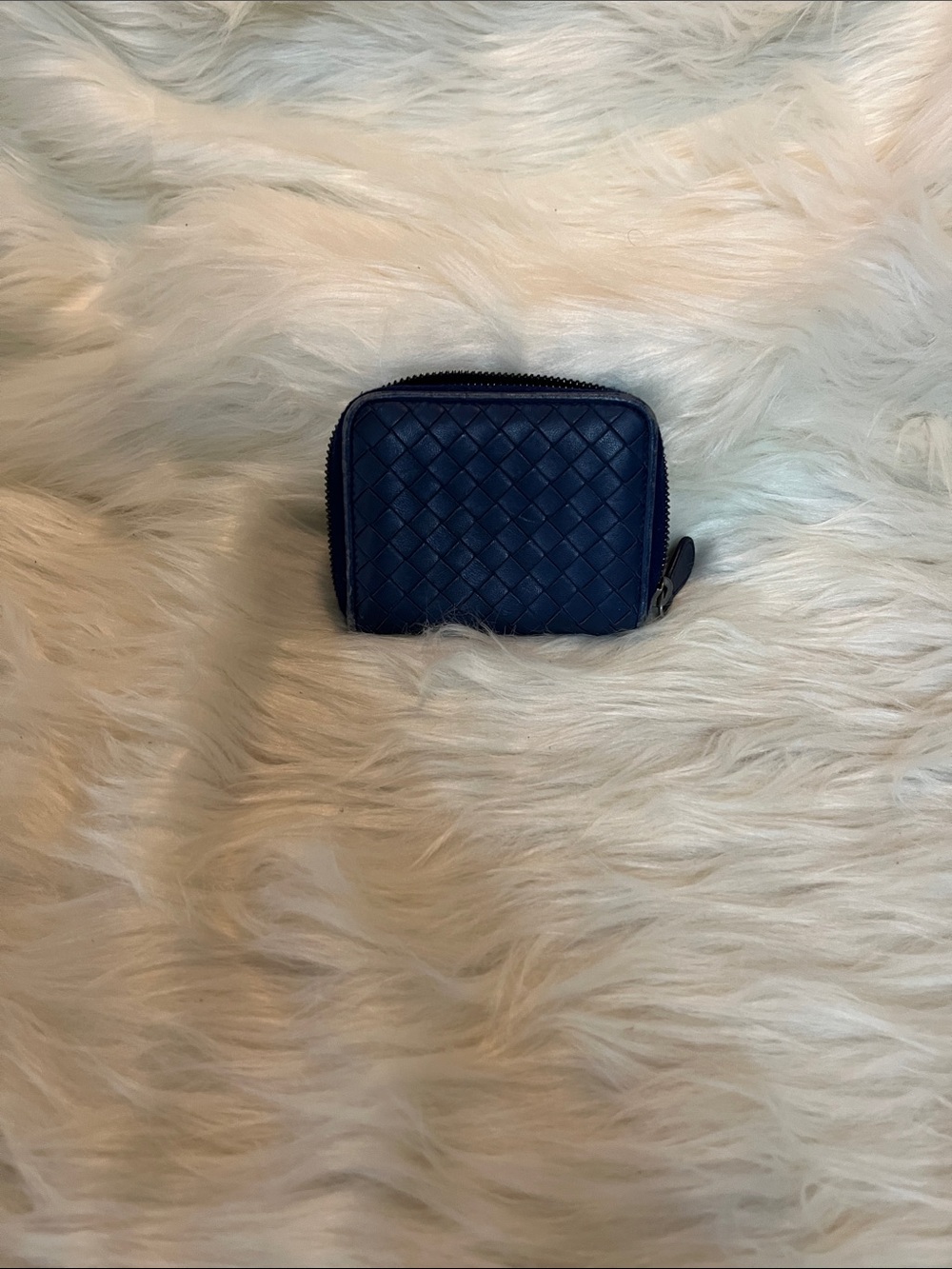 Bottega Veneta Deep Navy Leather Zip Card Case